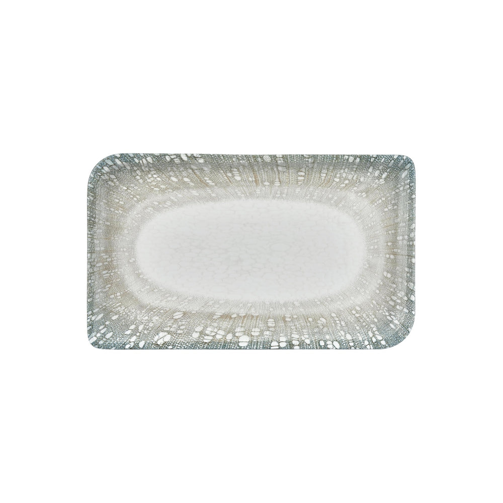 Vista 13.75" x 6.25" x h:0" Rectangular Blue Vitrified Platter