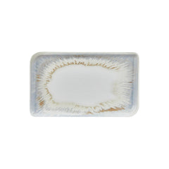 Wave 13.75" x 6.25" x h:0" Rectangular Blue Vitrified Platter