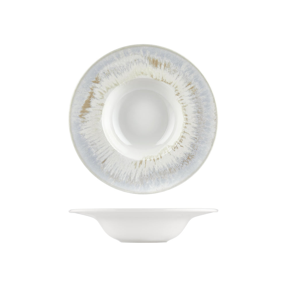 Wave dia.11" h:2.25" 16 oz. Round Blue Vitrified Deep Plate