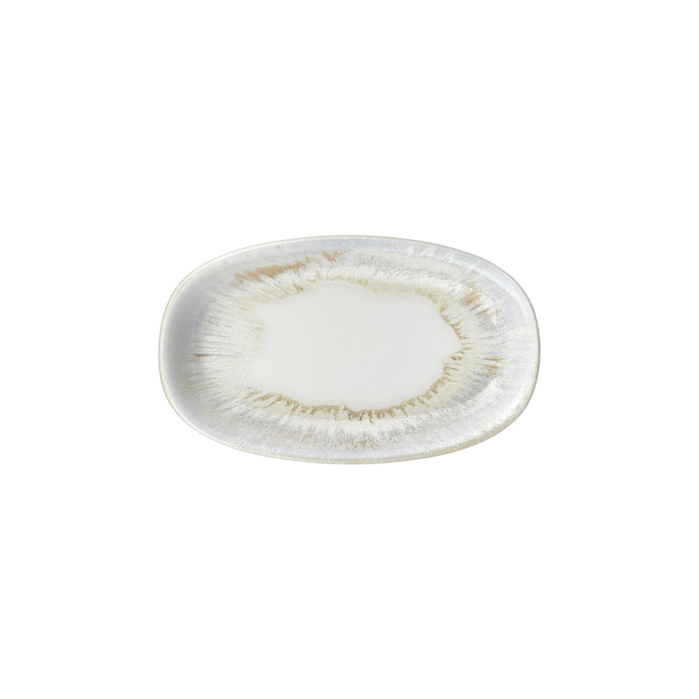 Wave 11.5" x 7" x h:1.25" Oval Blue Vitrified Platter