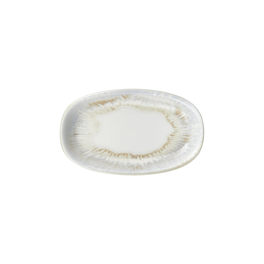 Wave 11.5" x 7" x h:1.25" Oval Blue Vitrified Platter
