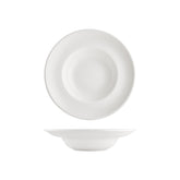 Gourmet dia.10.75" h:0" 17 oz. Round Warm White Vitrified Deep Plate