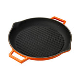 Turgla Cast Iron dia.11.75" h:2" 3 qt. Round Orange Cast Iron Pan