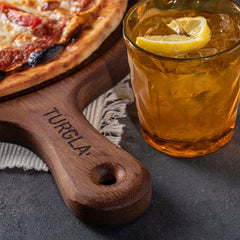 Turgla Wood dia.17" h:0.75" Round Brown Wood Serving