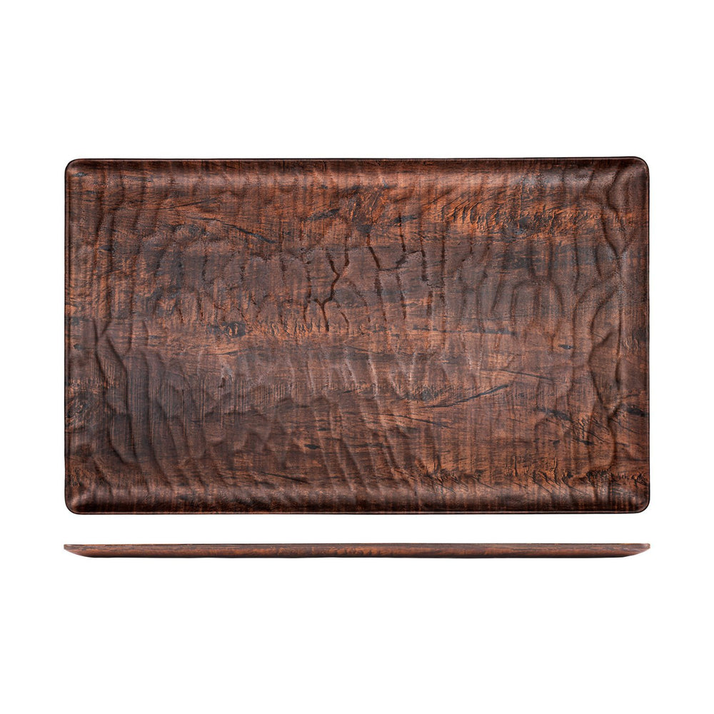Turgla EcoGrain 20.75" x 12.75" x h:0.5" Rectangular Brown Composite Platter