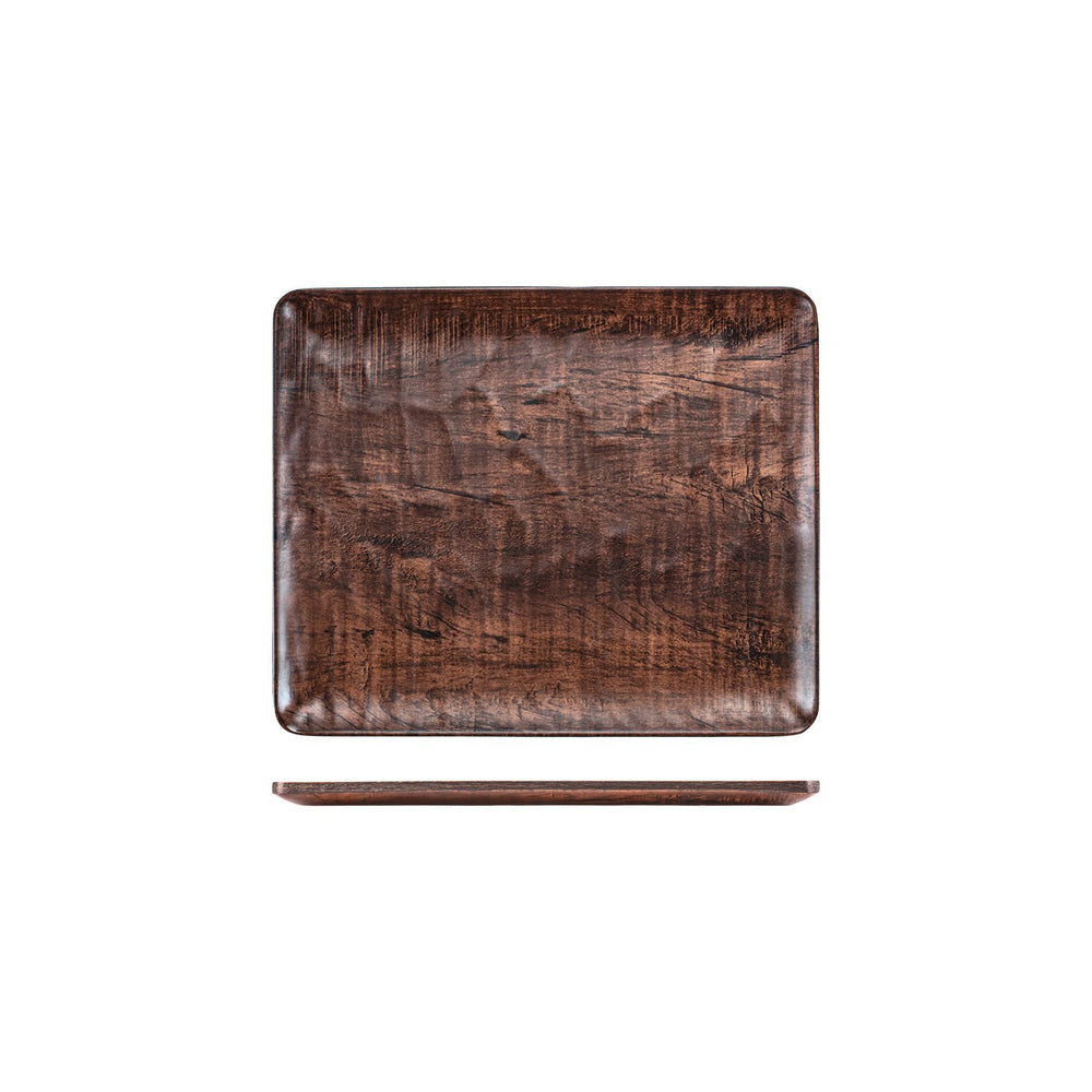 Turgla EcoGrain 12.75" x 10.5" x h:0.5" Rectangular Brown Composite Platter
