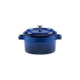Turgla Cast Iron dia.4" h:2" 13 oz. Round Blue Cast Iron Dutch Oven