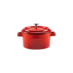 Turgla Cast Iron dia.4" h:2" 13 oz. Round Red Cast Iron Dutch Oven