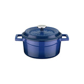 Turgla Cast Iron dia.5" h:2.5" 18 oz. Round Blue Cast Iron Dutch Oven