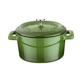 Turgla Cast Iron dia.7.75" h:4" 3 qt. Round Green Cast Iron Dutch Oven