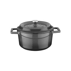 Turgla Cast Iron dia.7.75" h:4" 3 qt. Round Gray Cast Iron Dutch Oven