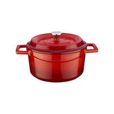Turgla Cast Iron dia.7.75" h:4" 3 qt. Round Red Cast Iron Dutch Oven