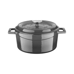 Turgla Cast Iron dia.9.5" h:4" 4.75 qt. Round Gray Cast Iron Dutch Oven