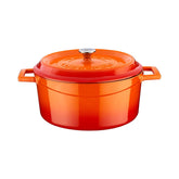 Turgla Cast Iron dia.9.5" h:4" 4.75 qt. Round Orange Cast Iron Dutch Oven