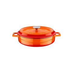 Turgla Cast Iron dia.11" h:2" 3.75 qt. Round Orange Cast Iron Dutch Oven
