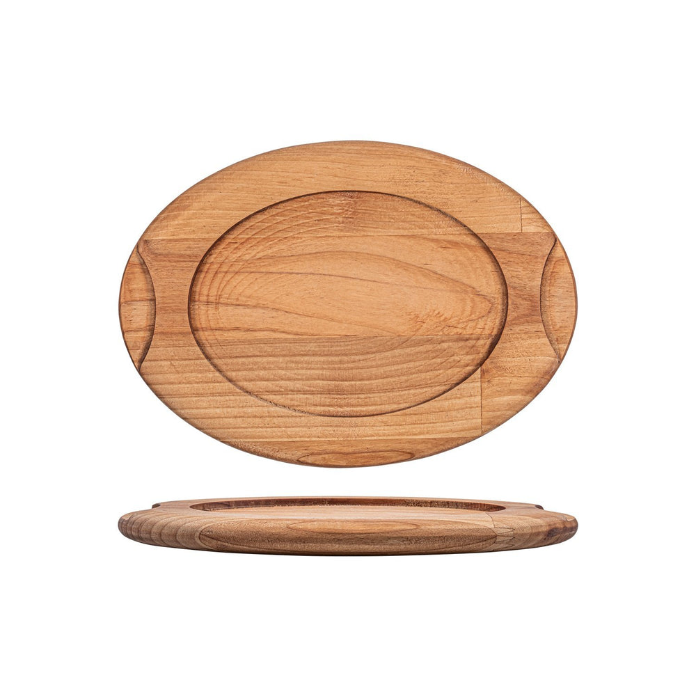 Turgla Wood 11" x 8.25" x h:0.75" Oval Brown Wood Underliner