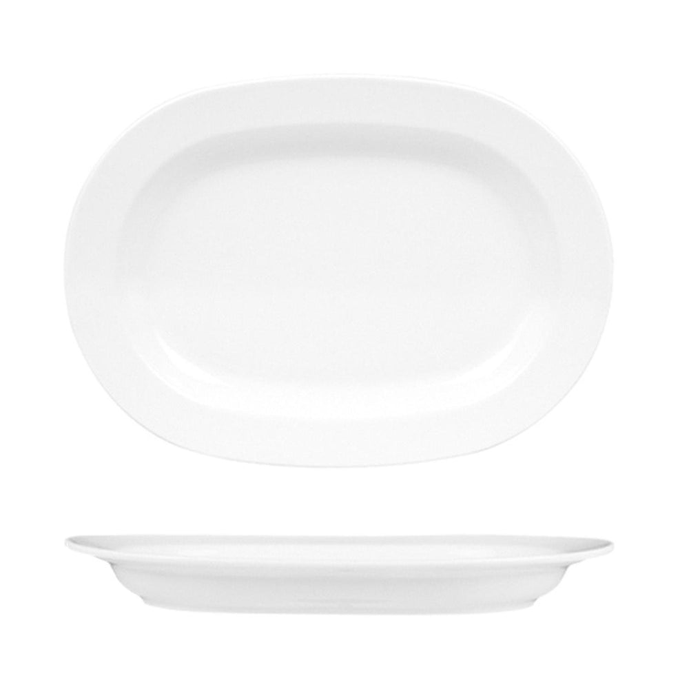Delta 11" x 8" x h:1.25" Oval White Porcelain Platter