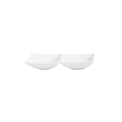 Hong Kong 6.5" x 3.25" Rectangular White Porcelain Sectional Plate