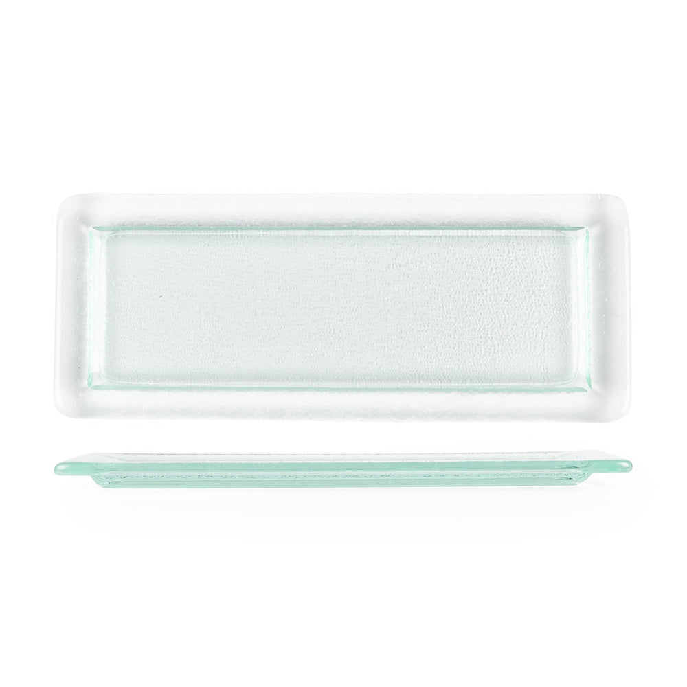 Turgla Fusion Glass 17.75" x 10" x h:0.75" Rectangular Clear Glass Platter