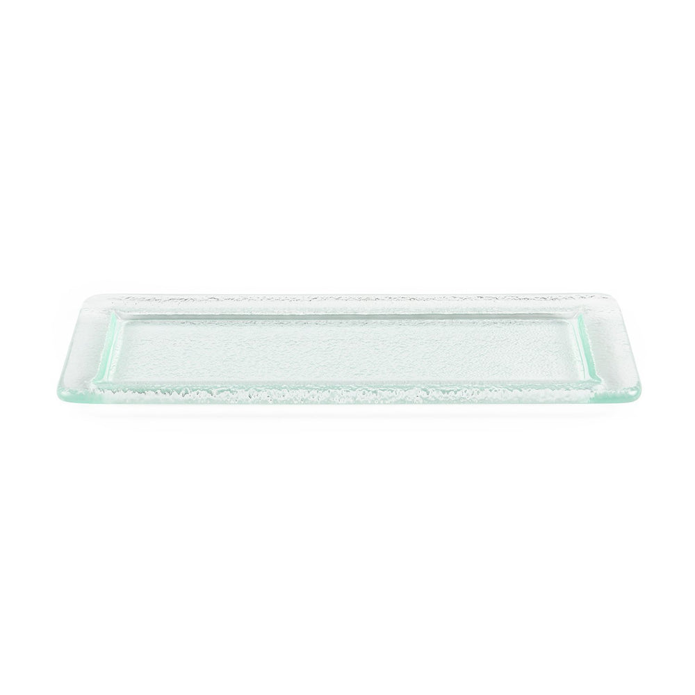 Turgla Fusion Glass 17.75" x 10" x h:0.75" Rectangular Clear Glass Platter