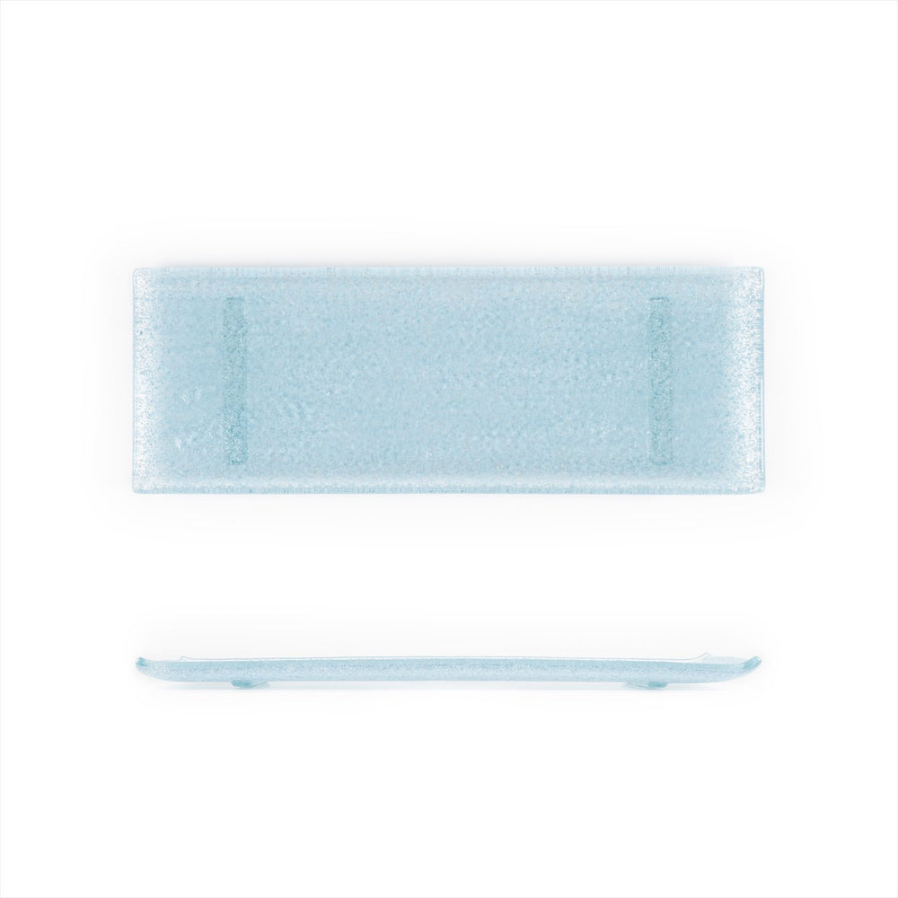 Turgla Fusion Glass 13.75" x 5" x h:0.5" Rectangular Blue Glass Platter