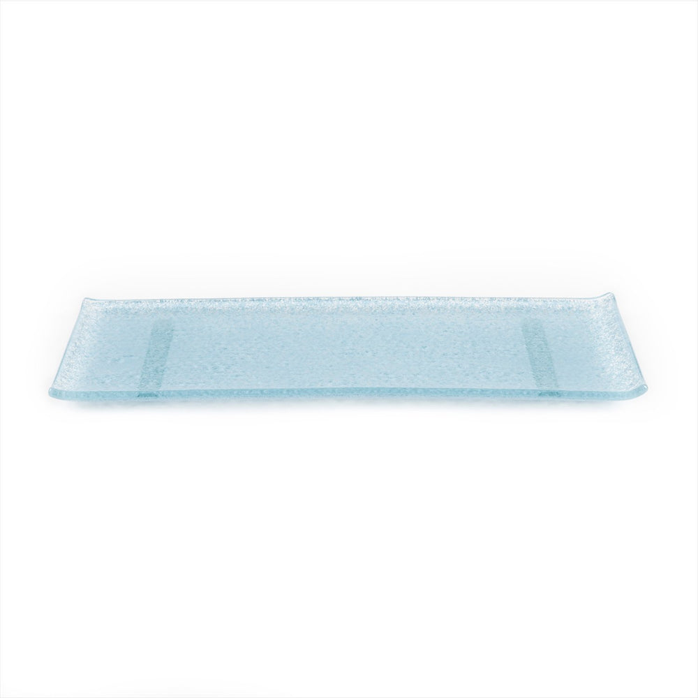 Turgla Fusion Glass 13.75" x 5" x h:0.5" Rectangular Blue Glass Platter