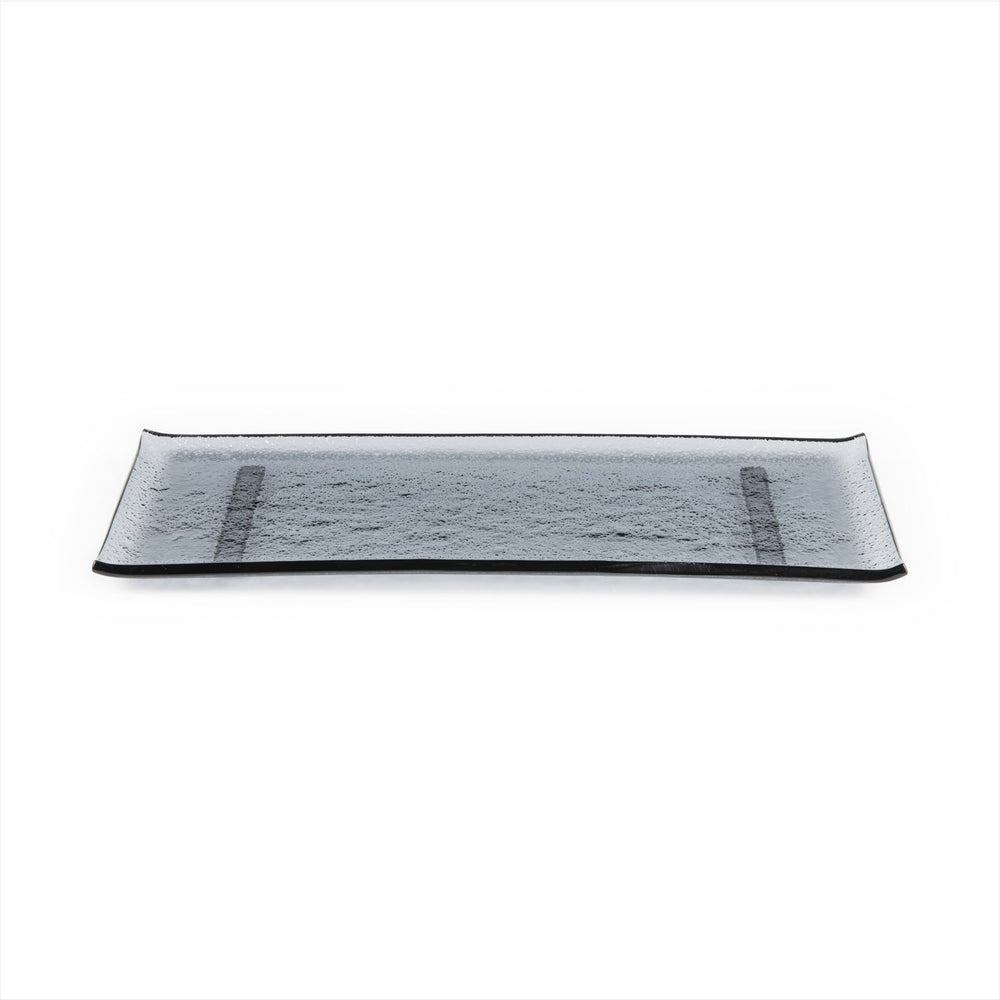 Turgla Fusion Glass 13.75" x 5" x h:0.5" Rectangular Charcoal Glass Platter