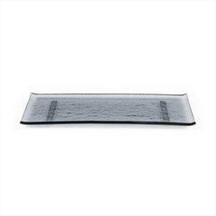 Turgla Fusion Glass 13.75" x 5" x h:0.5" Rectangular Charcoal Glass Platter