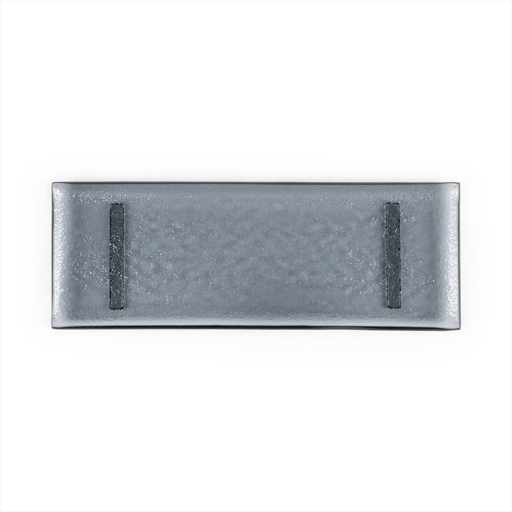 Turgla Fusion Glass 13.75" x 5" x h:0.5" Rectangular Charcoal Glass Platter