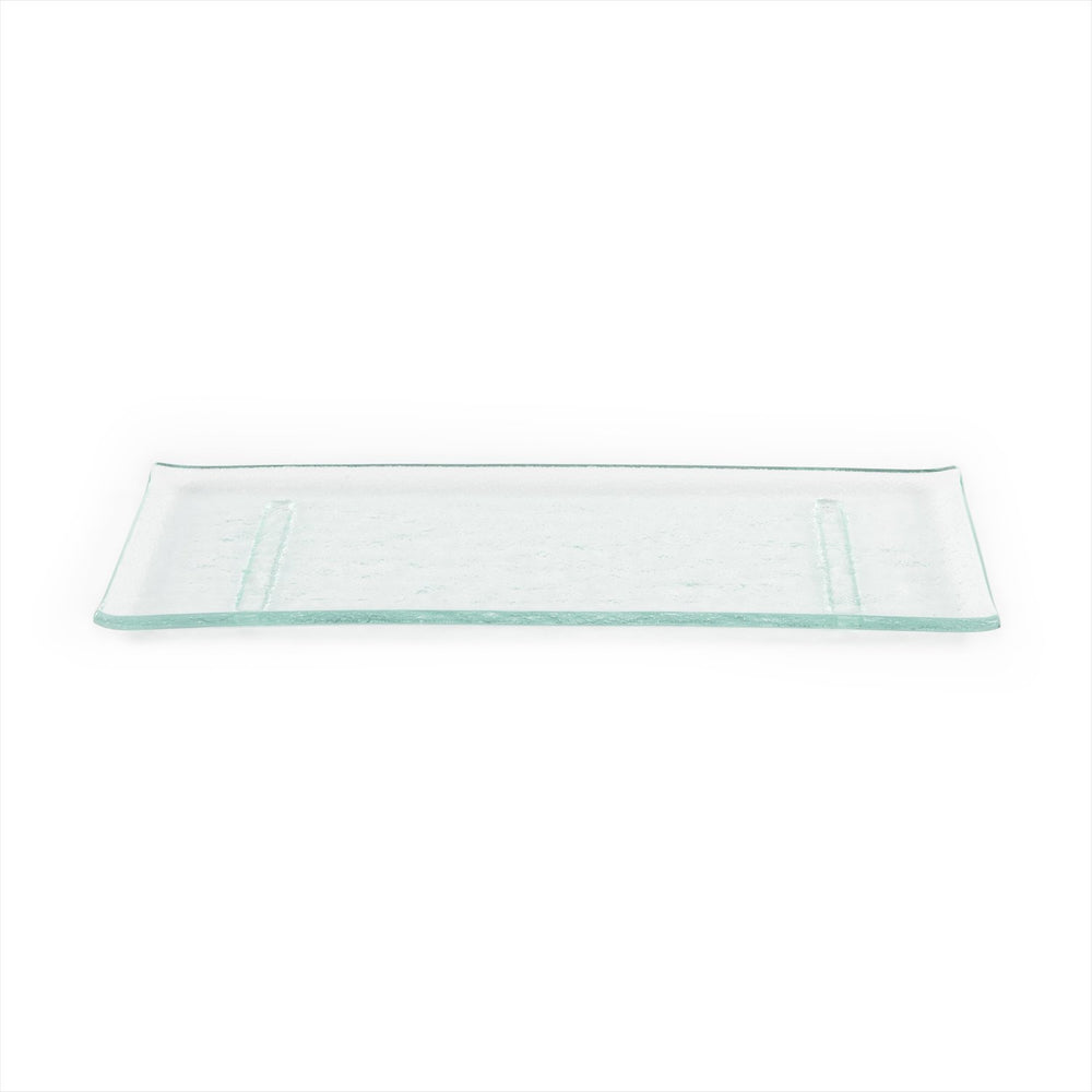 Turgla Fusion Glass 13.75" x 5" x h:0.5" Rectangular Clear Glass Platter