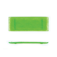 Turgla Fusion Glass 13.75" x 5" x h:0.5" Rectangular Green Glass Platter