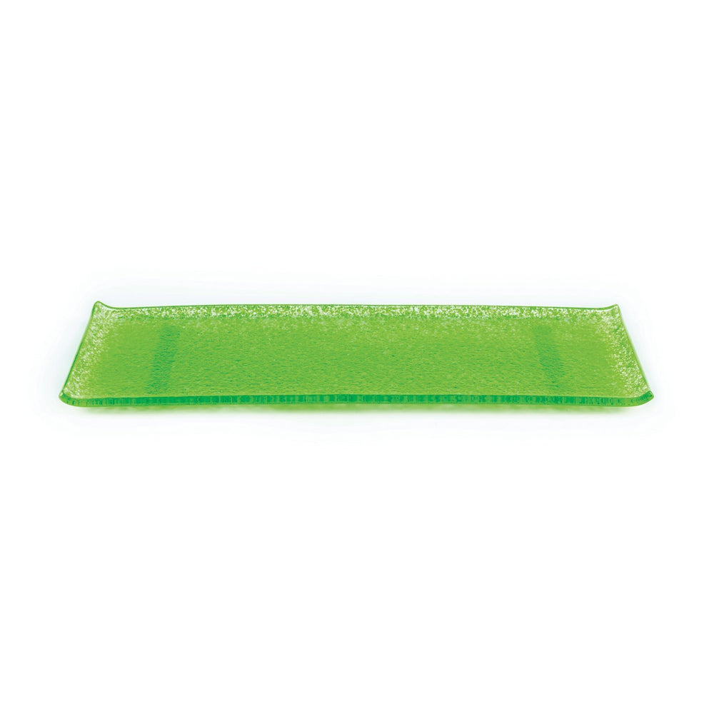 Turgla Fusion Glass 13.75" x 5" x h:0.5" Rectangular Green Glass Platter