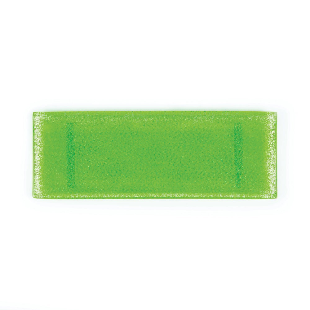 Turgla Fusion Glass 13.75" x 5" x h:0.5" Rectangular Green Glass Platter