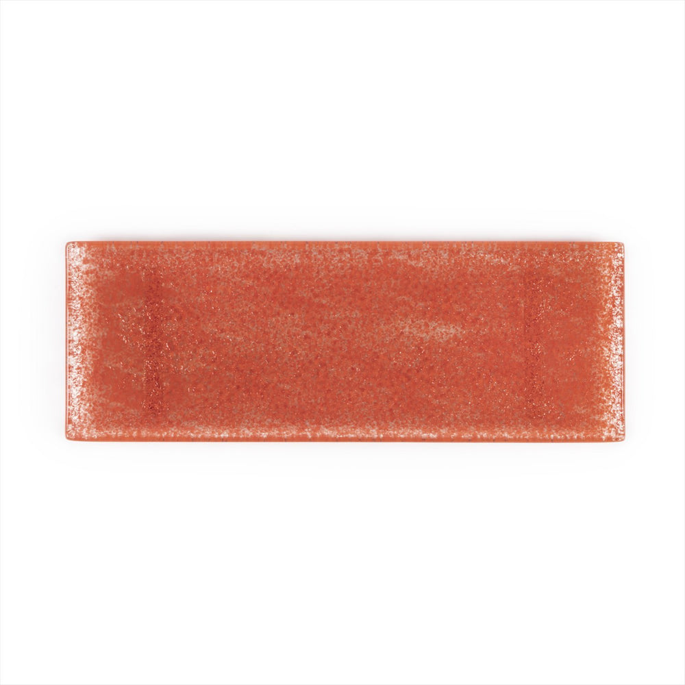 Turgla Fusion Glass 13.75" x 5" x h:0.5" Rectangular Red Glass Platter