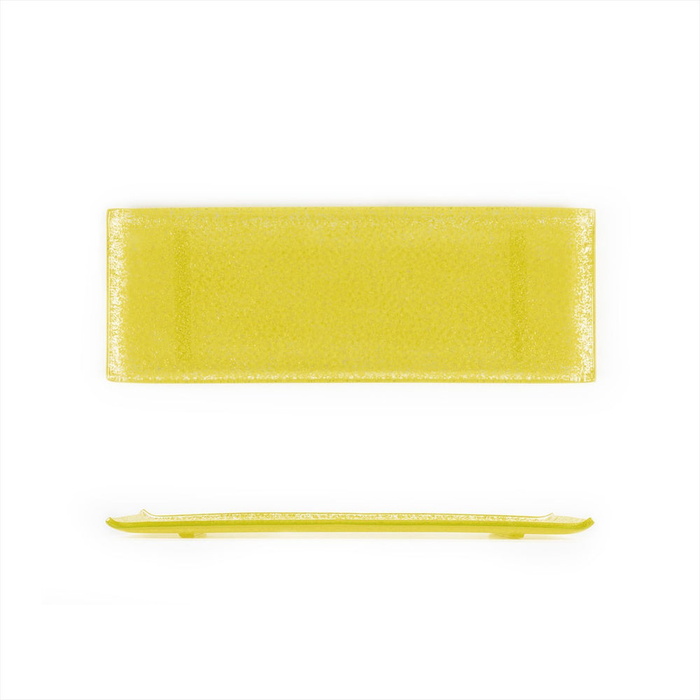Turgla Fusion Glass 13.75" x 5" x h:0.5" Rectangular Yellow Glass Platter