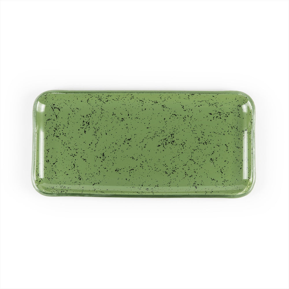 Turgla Fusion Glass 12.25" x 6" x h:1" Rectangular Agave Glass Platter