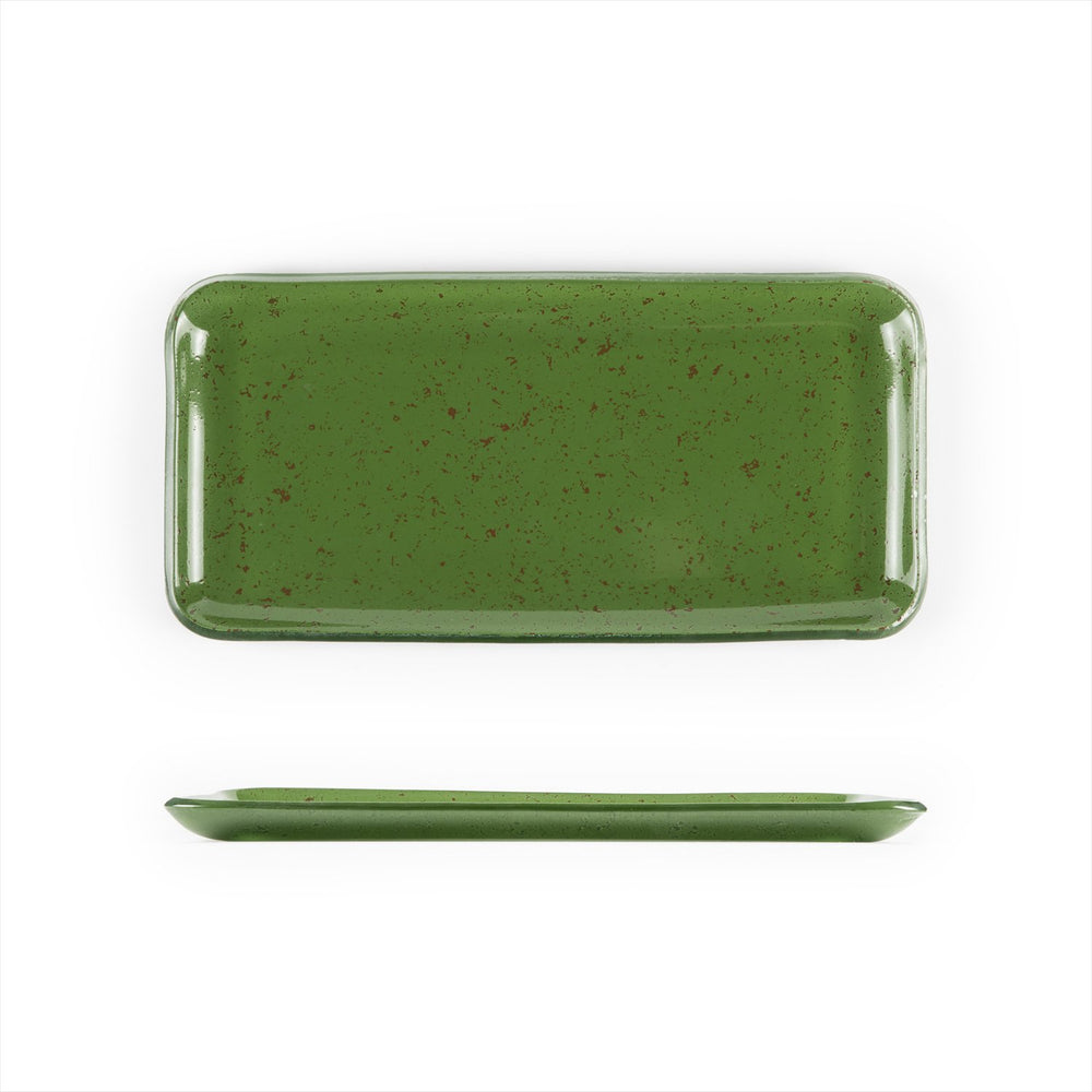 Turgla Fusion Glass 12.25" x 6" x h:1" Rectangular Basil Glass Platter