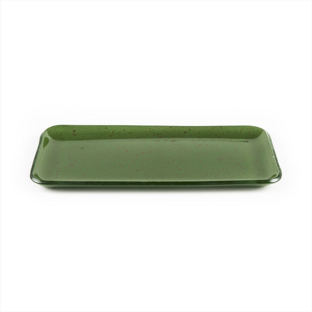 Turgla Fusion Glass 12.25" x 6" x h:1" Rectangular Basil Glass Platter