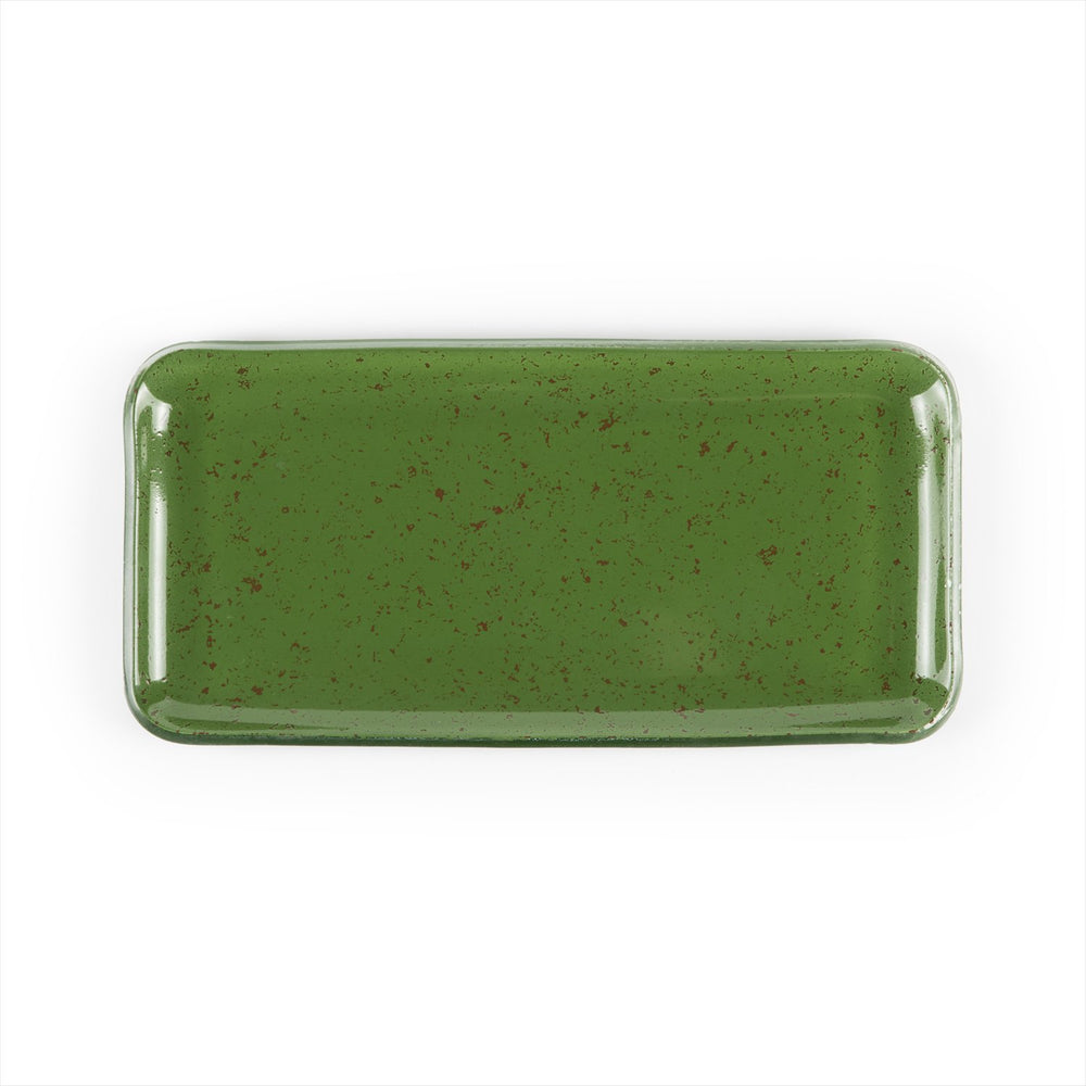 Turgla Fusion Glass 12.25" x 6" x h:1" Rectangular Basil Glass Platter