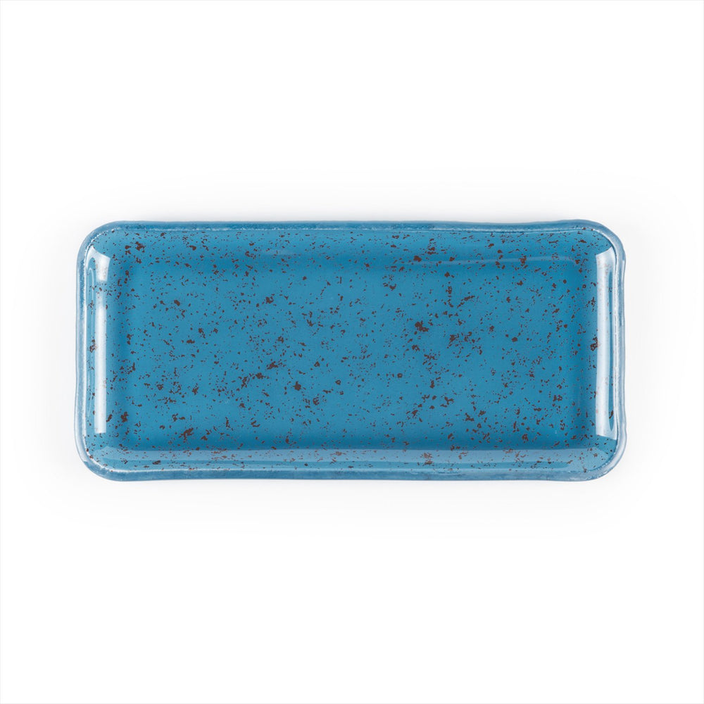 Turgla Fusion Glass 12.25" x 6" x h:1" Rectangular Blue Glass Platter