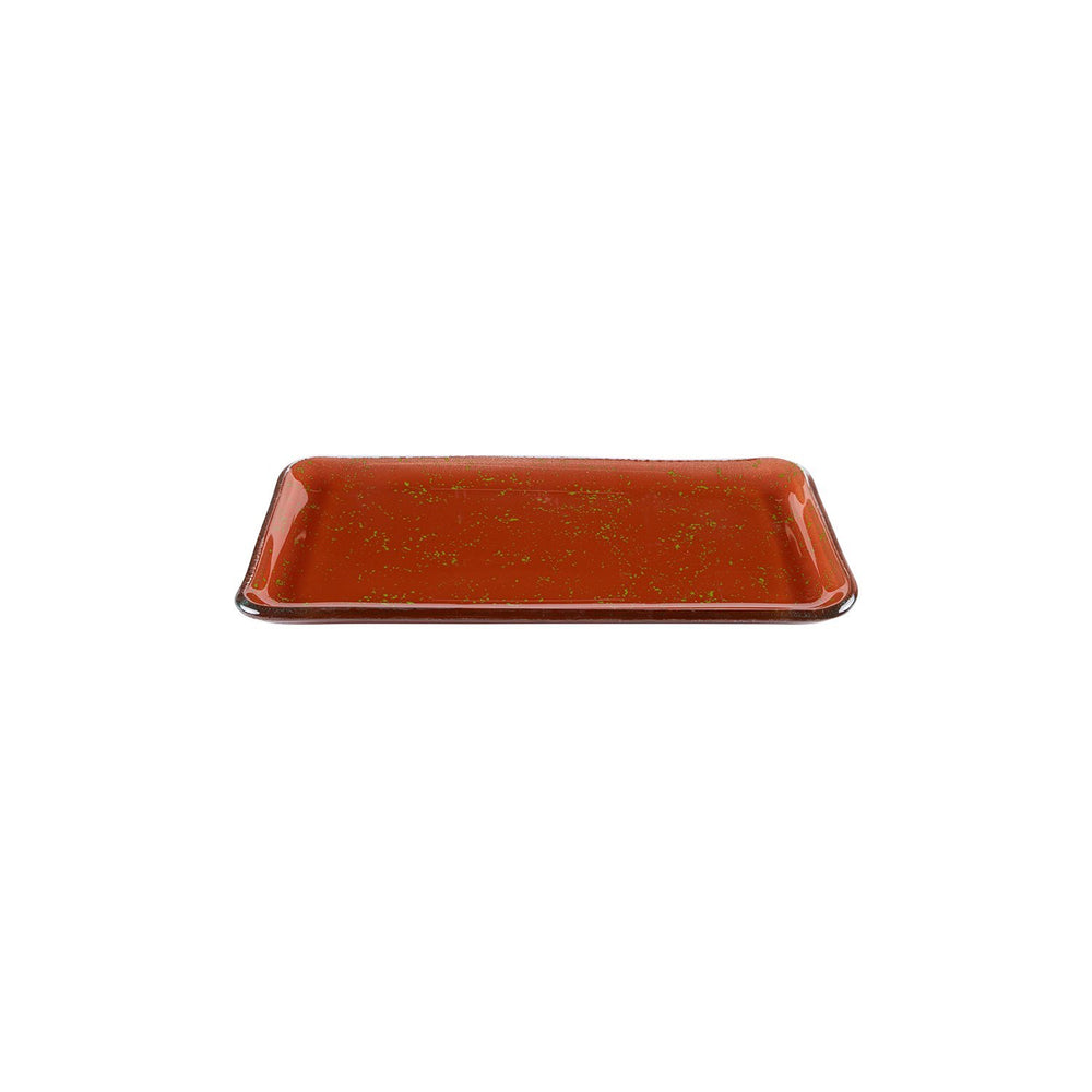 Turgla Fusion Glass 12.25" x 6" x h:1" Rectangular Paprika Glass Platter
