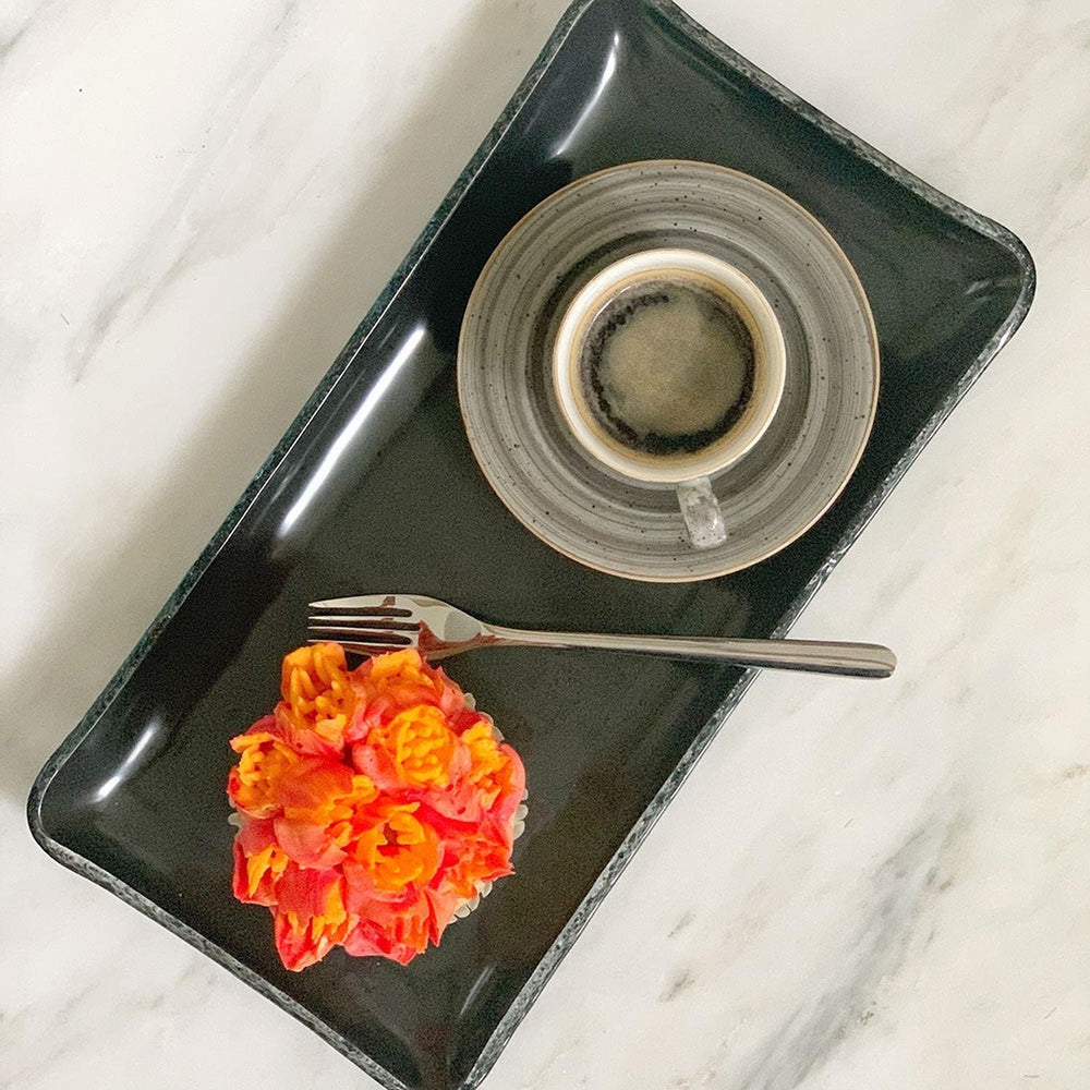 Turgla Fusion Glass 12.25" x 6" x h:1" Rectangular Gray Glass Platter