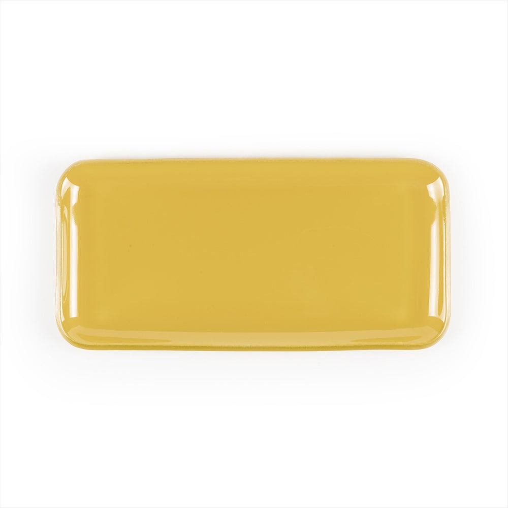 Turgla Fusion Glass 12.25" x 6" x h:1" Rectangular Turmeric Glass Platter