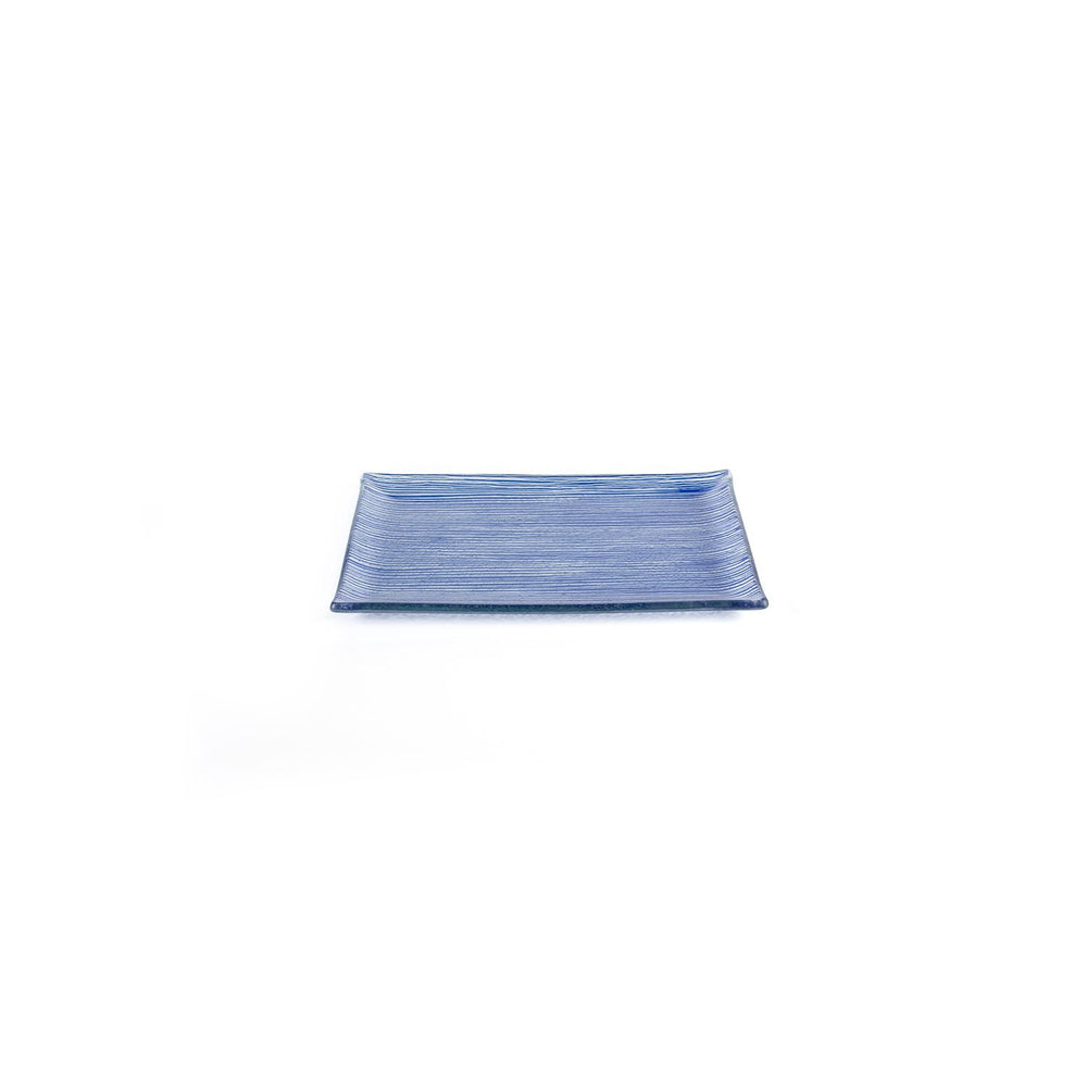Turgla Fusion Glass 8.5" x 5.75" Rectangular Blue Glass Plate