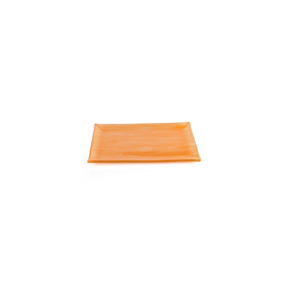 Turgla Fusion Glass 8.5" x 5.75" Rectangular Orange Glass Plate