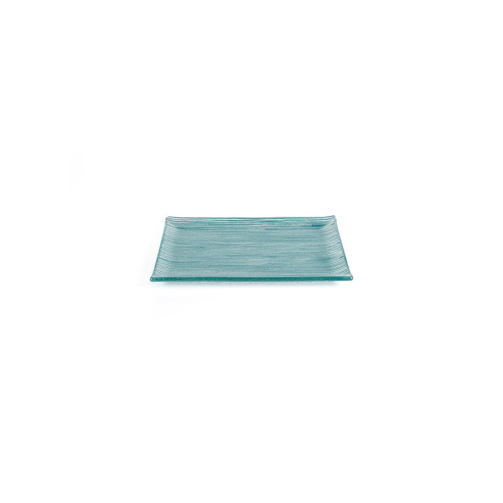 Turgla Fusion Glass 8.5" x 5.75" Rectangular Blue Glass Plate