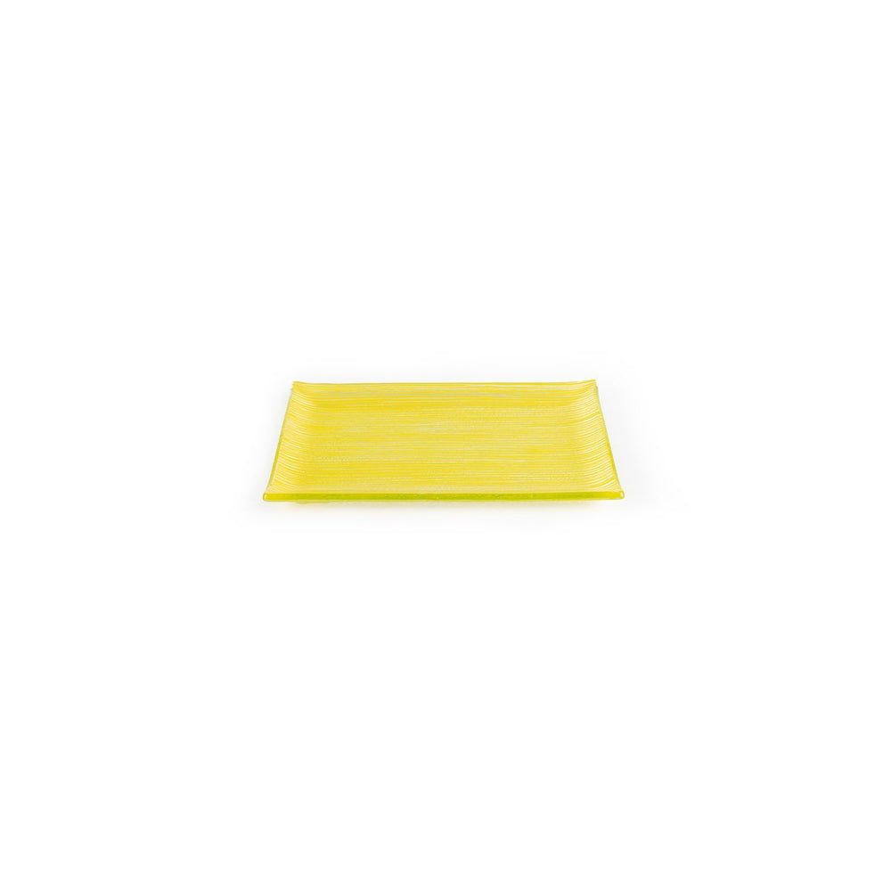Turgla Fusion Glass 8.5" x 5.75" Rectangular Yellow Glass Plate