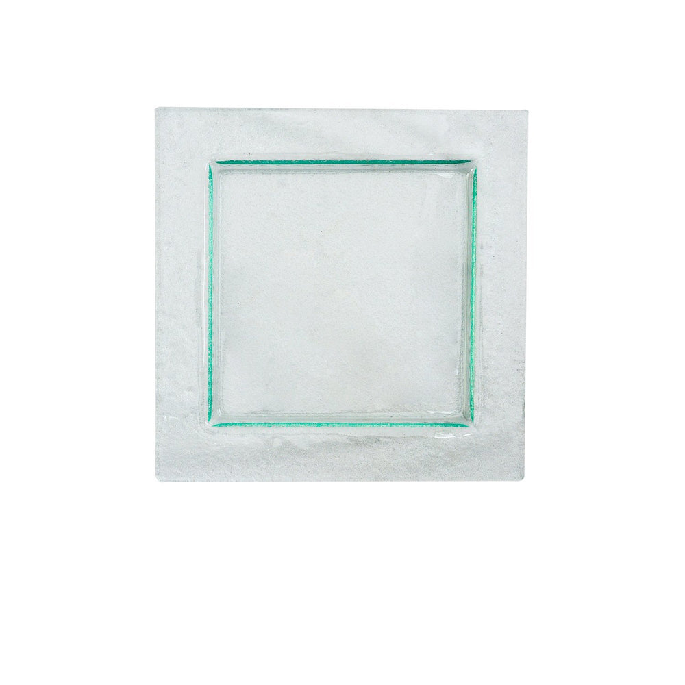 Turgla Fusion Glass 17.75" x 17.75" x h:0.5" Square Clear Glass Platter