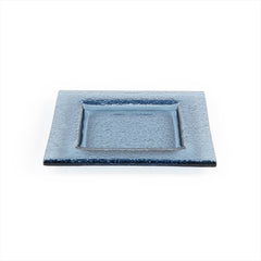 Turgla Fusion Glass 6" x 6" Square Transparent Blue Glass Plate
