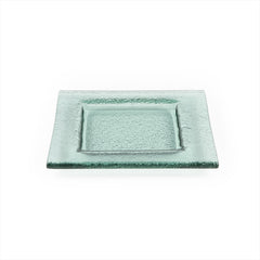 Turgla Fusion Glass 6" x 6" Square Transparent Green Glass Plate